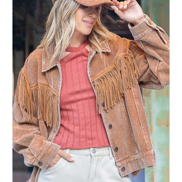 91567 POL Fringed Corduroy Jacket - Picture 4 of 5